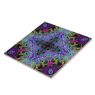Religious Cross fractal colorful kaleida art  Ceramic Tile