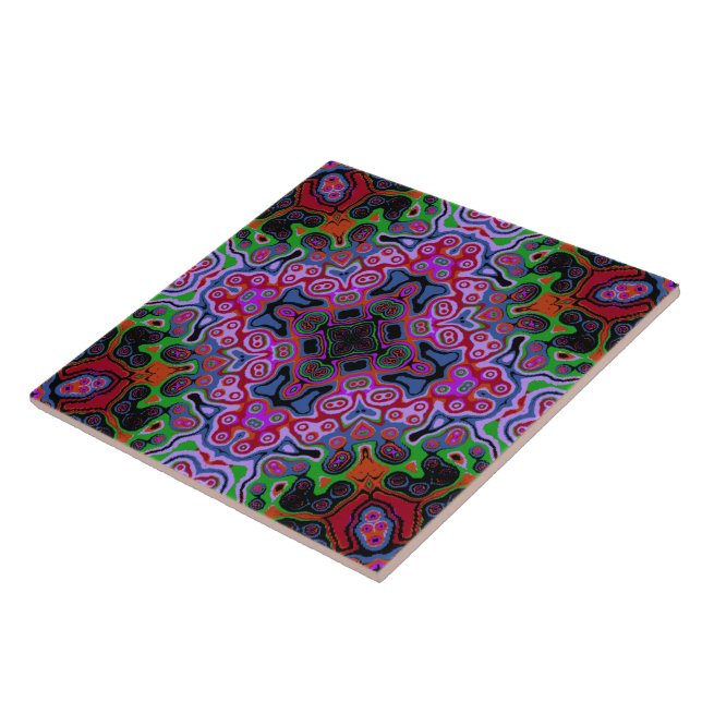 Religious Cross fractal colorful kaleida art  Ceramic Tile (Side)