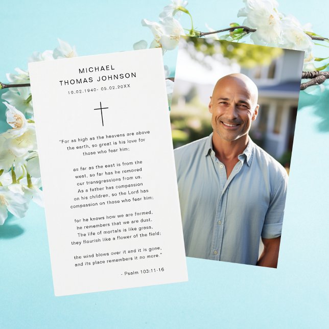 Religious Cross Funeral Psalm Photo Prayer Card (Creator Uploaded)