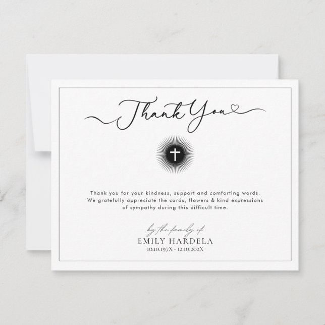 Religious Cross Funeral Thank You Card (Front)