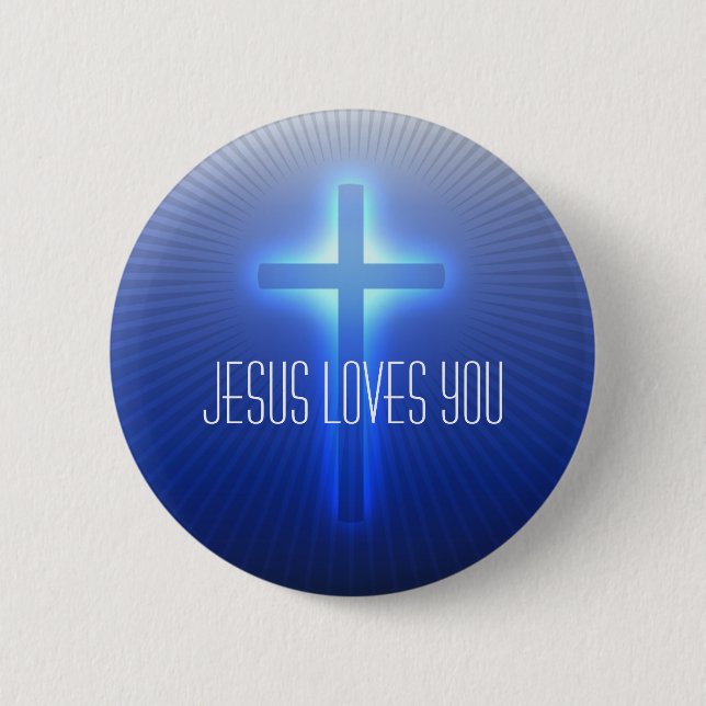 Religious Cross | Jesus Loves You Button (Front)