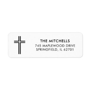 Religious Cross Modern Minimalist Custom Family Label