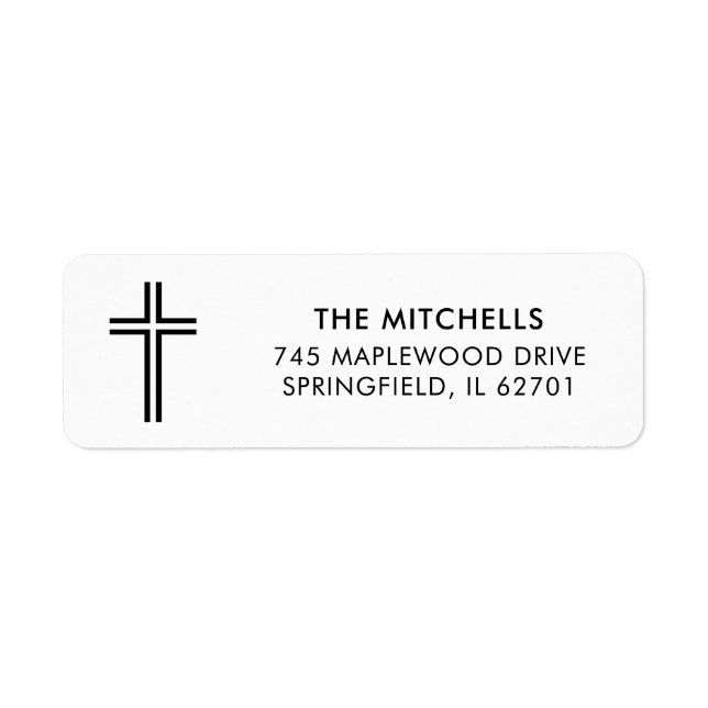 Religious Cross Modern Minimalist Custom Family Label (Front)