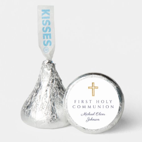 Religious Cross Navy Blue Boy First Communion Hersheys Kisses