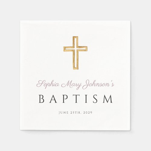 Religious Cross Purple Girl Baptism Napkins