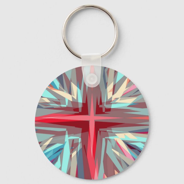 Religious cross starburst keychain (Front)