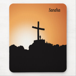 Religious Cross Sunset Christian Mouse Pad