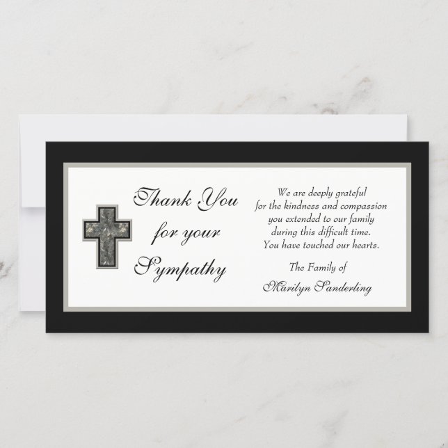 Religious Cross Sympathy Thank You  Card (Front)