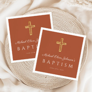 Religious Cross Terracotta Baptism Napkins