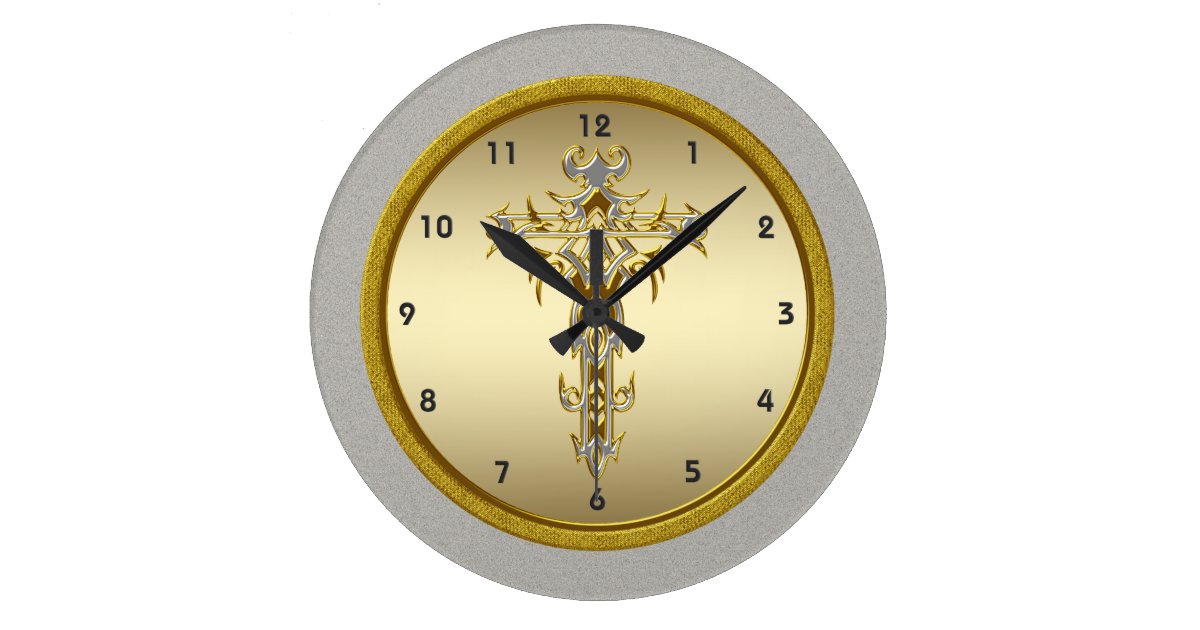 Religious Cross Wall Clock