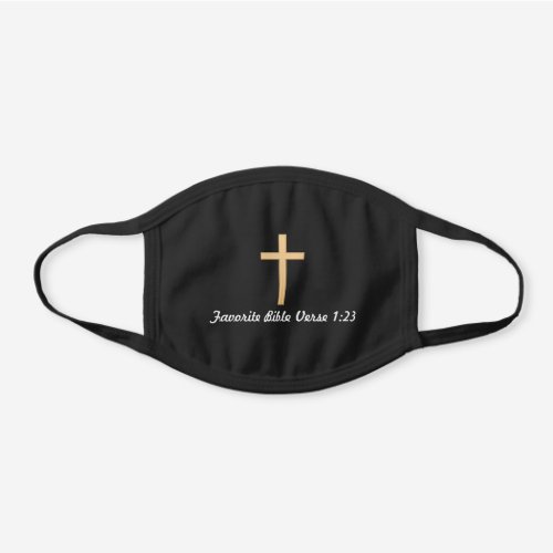 Religious Cross with Bible Verse Black Cotton Face Mask