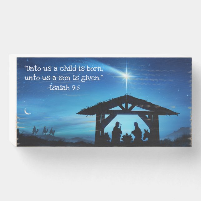 Religious Custom Christmas Wood Box Sign (Front Horizontal)
