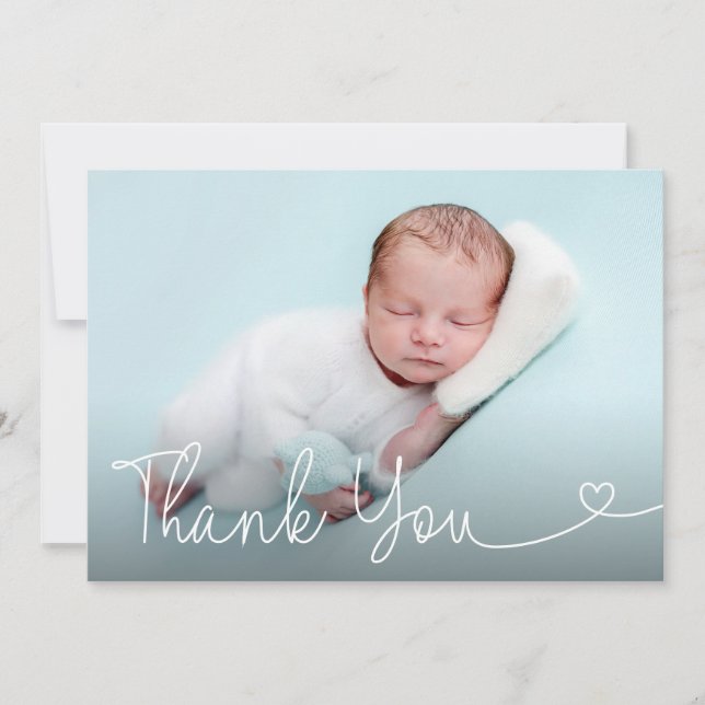 Religious Customizable Baptism baby boy Photo  Thank You Card (Front)
