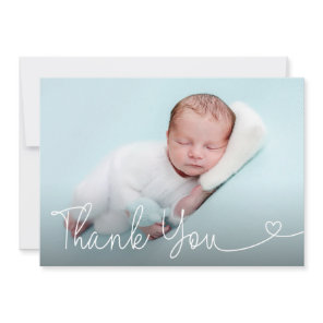 Religious Customizable Baptism baby boy Photo  Thank You Card