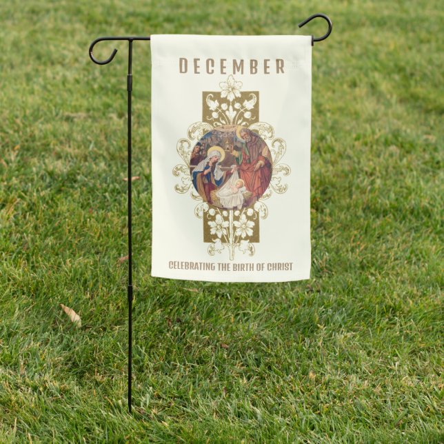 Religious December Christmas Birth of Christ Garden Flag (In SItu)