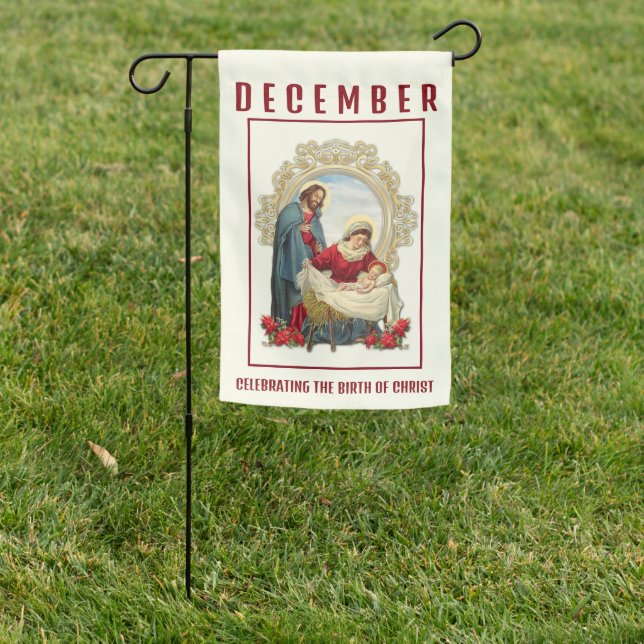 Religious December Christmas Birth of Christ Garden Flag (In SItu)