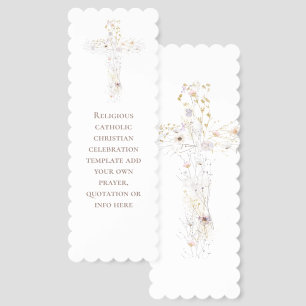 religious delicate wildflowers cross bookmarks