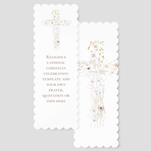 religious delicate wildflowers cross bookmarks (Front & Back)