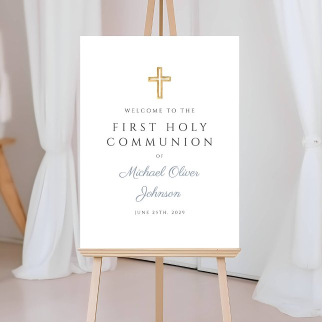 Religious Dusty Blue Boy First Communion Welcome Foam Board (Religious Dusty Blue Boy First Communion Welcome Foam Board)