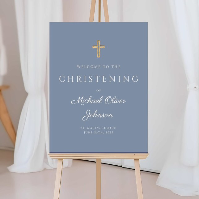 Religious Dusty Blue Wood Cross Christening Foam Board (Religious Dusty Blue Wood Cross Christening Foam Board)