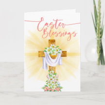 Religious Easter Blessings Floral Cross