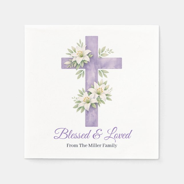 Religious Easter Blessings Mother’s Day Cross  Napkins (Front)