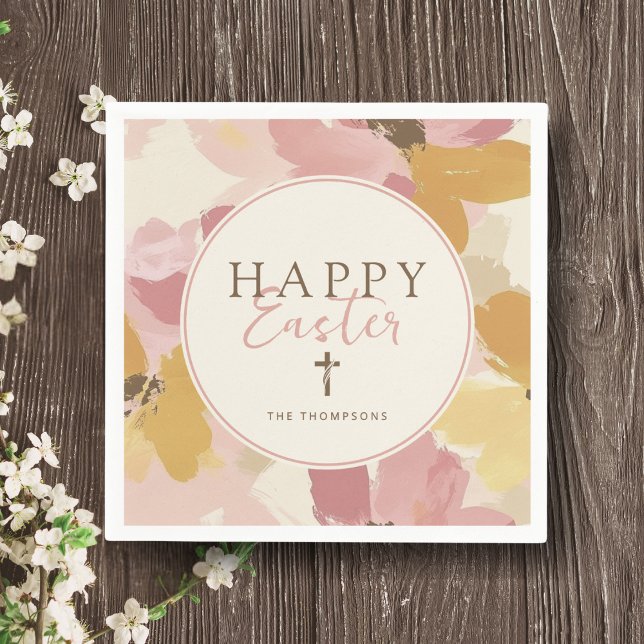  Religious Easter Brunch Modern Pink Floral Napkins (Creator Uploaded)