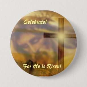 Religious Easter Button "He is Risen"