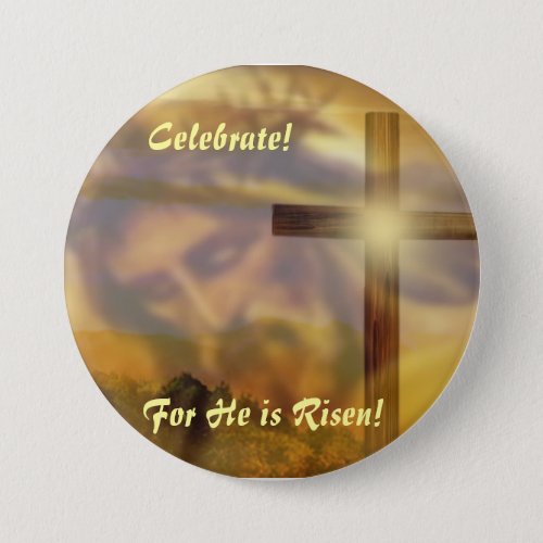 Religious Easter Button He is Risen