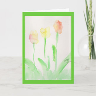 religious easter card watercolor tulips