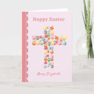 Religious Easter for Child Easter Eggs Cross Holiday Card