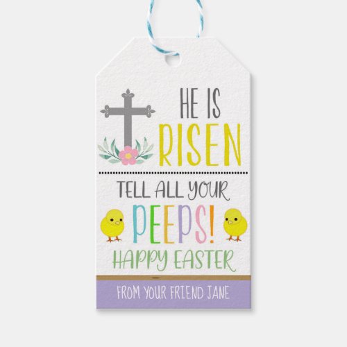 Religious Easter He Is Risen Gift Tag