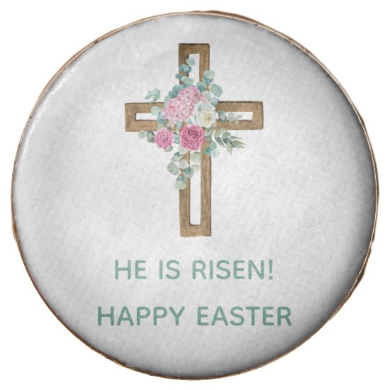 Religious Easter He is Risen Wood Cross Floral Chocolate Covered Oreo