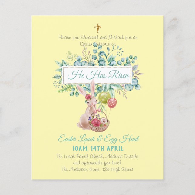 Religious Easter Invitation Budget (Front)