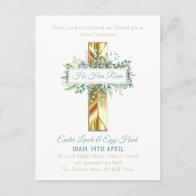 Religious Easter Invitation Budget Postcard (Front)