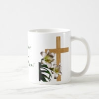 Religious Easter Mug - Lilies and Cross