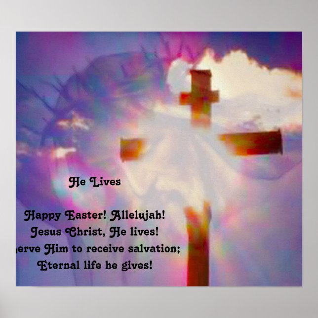 Religious Easter Poster - Jesus and Cross (Front)