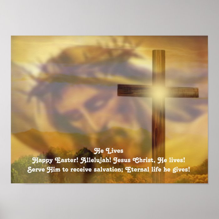 Religious Easter Poster   Jesus and Cross Gold