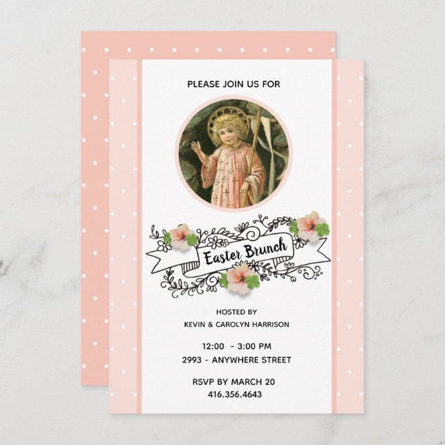 Religious Easter Spring Pascha Brunch Celebration Invitation (Front/Back)