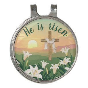 Religious Easter sunrise Christian cross Golf Hat Clip