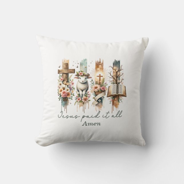 Religious Easter Throw Pillow (Front)