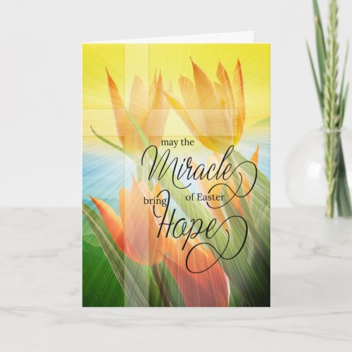 Religious Easter Tulips and Cross Bring Hope Card