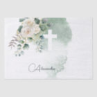 Religious Elegant Roses Green Cross Personal
