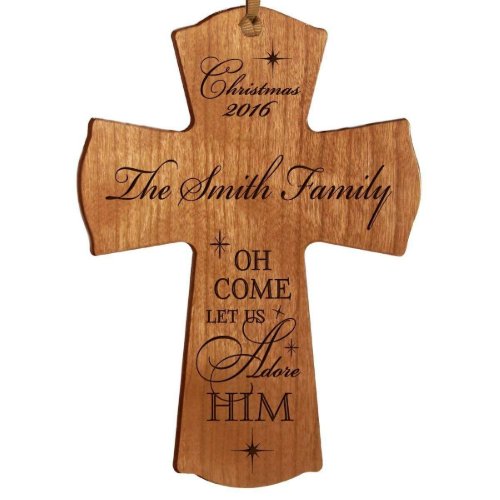 Religious Engraved Cross Shaped Christmas Ornament