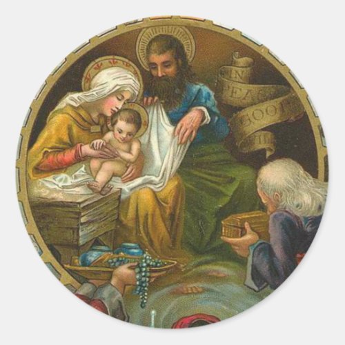 Religious Epiphany Jesus Mary Joseph Christmas Classic Round Sticker