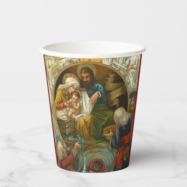 Religious Epiphany Three Kings Jesus Mary Joseph Paper Cups (Front)