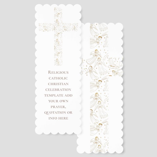 religious event angels pattern cross bookmarks (Front & Back)