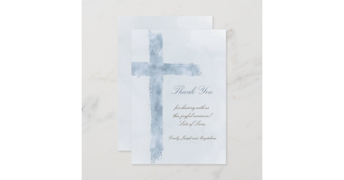 religious event blue cross thank you Card | Zazzle