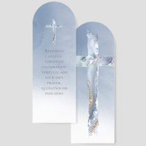 religious event blue watercolor agate cross bookmarks