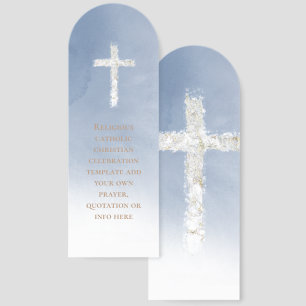 religious event blue white watercolor cross bookmarks
